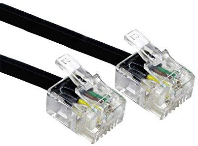 Alida Systems ® ADSL Cable 1m - Superior Quality Gold Plated Contact Pin/High Speed Internet Broadband Router or Modem to RJ11 Telephone Jack or Microfilter/Black