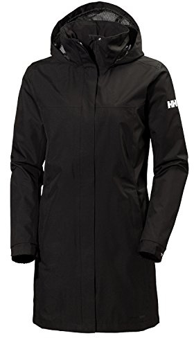 Helly-Hansen Women's Aden Waterproof Breathable Hooded Long Rain Jacket, Black, X-Small