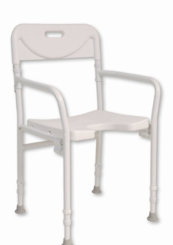 NRS M00778 Shower Chair Height Adjustable with Back and Arms - Folding