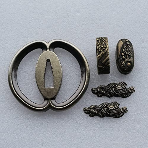 Samurai Sword Koshirae Set，Alloy Tsuba Fuchi Kashira Menuki Katana Fittings
