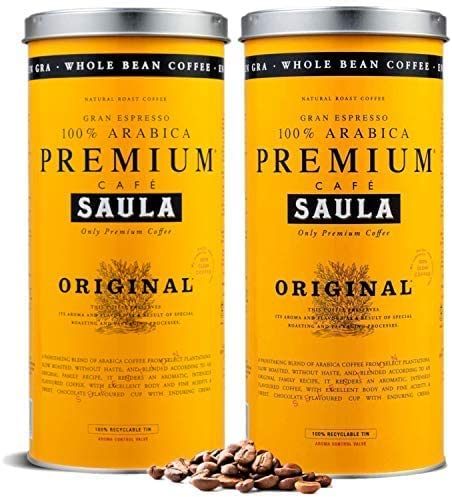 Café en grano Saula, Pack 2 botes de 500 gr. Premium Original 100% arábica