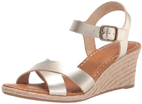 Amazon Essentials Sandalia Tipo Alpargata con Cuña Mujer, Dorado, 35 EU
