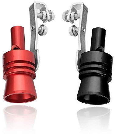 2 Pcs Escape Tubo de silenciador Imulador turbo Simulador, Turbo Sonido Silbato Tuberia de Escape Tubo de Escape BOV Sopla-Apagado Valvula Simulador, XL (Negro + Rojo)