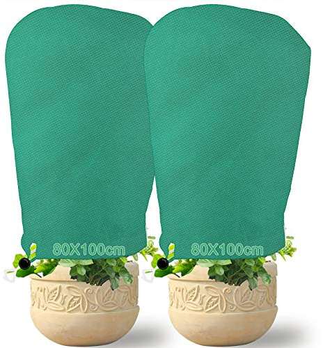 Winterschutzvlies für Pflanzen Akuoly 2 Stück Winterschutz Wintervlies Frostschutz Kübelpflanzensack Plant Cover, 80x100cm, Blau schuetzt vor Frost Winter