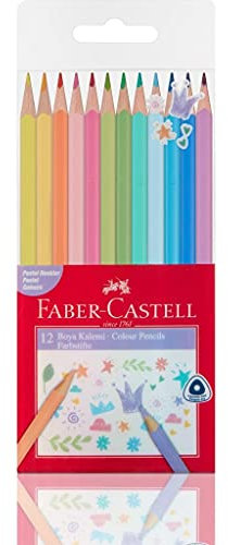 Faber-Castell Set med 12 triangulära färgpennor i pastellfärger