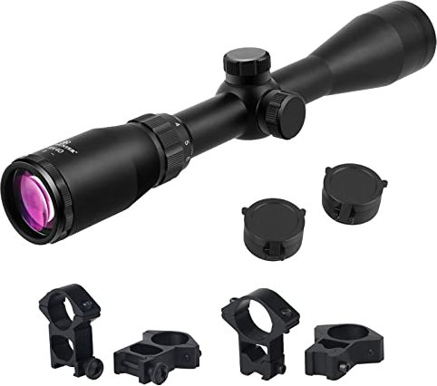 FOCUHUNTER Lunette de visée 3-9x40, viseur 1/4 MOA, revêtement d'objectif Violet, avec couvercles d'objectif rabattables et Anneaux de Montage Picatinny Weaver 20mm et Queue d'aronde 11mm