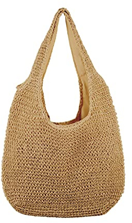 SUKUTU Borsa da Spiaggia Grande in Rattan di Paglia da Donna Borse Hobo Borsa da Donna in Paglia intrecciata a mano Estiva