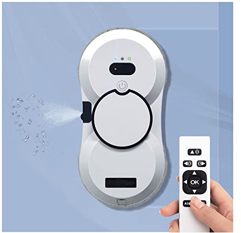 DOZPAL Kit de Nettoyage de vitres électrique, Robot Nettoyeur de vitres à Faible Bruit avec pulvérisation d'eau Automatique et Aspiration 2800 Pa pour Table Haute fenêtres Plafond intérieur