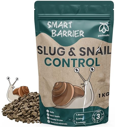 Pestmatic Smart Barrier slug and snail repellent, physical deterrent snail trap, alternative for slug killer toxic spray & wool pellets, organic garden pet & animal friendly 1kg protective granules