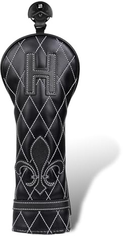 Golf Club Head covers Hybrid Utility Rescue with Interchangeable Number Tag 23456 UT Elastic Closure Black PU Leather Iris Pattern