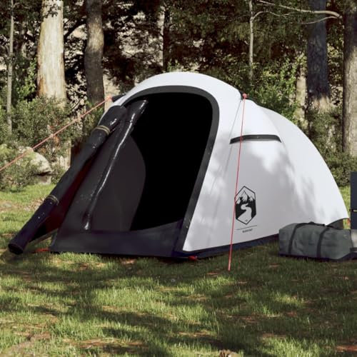 Tino Tech Tente de camping tunnel pour 2 personnes - Blanc - Occultant - 260 x 130 x 105 cm - Polyester - Coupe-vent - Tente familiale - Grande tente à lancer - Tente de festival - Tente de trekking