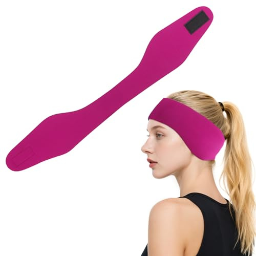 Swimming Ear Band to Hold Earplugs, Adjustable Swim Headband Waterproof, Swimming Earplugs Protection Cover Keep Water Out (Pink, M)