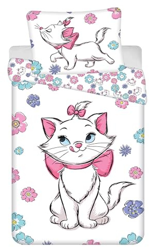 Jerry Fabrics Ropa de cama infantil reversible de algodón 140 x 200 cm, con certificado Öko-Tex Marie Aristogatos