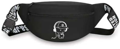LEXICANMHS Riñonera para Niños, Bandolera, 2 Bolsillos, 60–120 cm | 2 bolsillos separados con cremallera para móvil, llaves, tarjetas y dinero Tamaño compacto de aprox