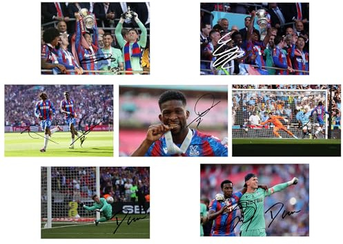Set of 20 Individual 2024/5 Crystal Palace FA Cup Winning Football Players Signed 6X4 Inch Photo Prints With Pre Printed Signatures That Would Make A Great Gift For The Fan.