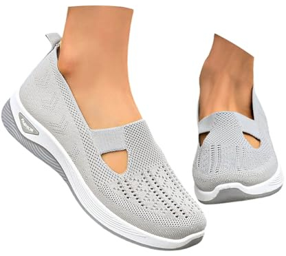 Generisch Zapatillas ortopédicas para mujer, zapatos de tela ligeros, cómodos, zapatos de verano, zapatos de salud, transpirables, zapatos balarines de verano, zapatos anchos para caminar