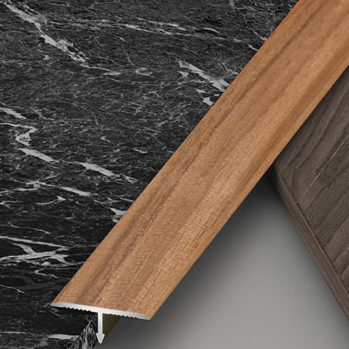 VQWQV Profilo Giunzione in Metallo, Strisce di Transizione del Pavimento T Alluminio, per Porte, Legno, Vinile Laminati, Moquette E Piastrelle (3Pcs X 90cm)(Light Brown,W2cm)