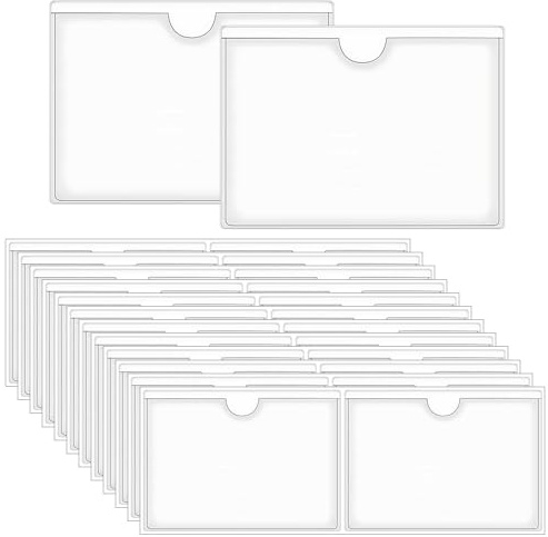 UMCHU 26 Pezzi Porta Etichetta Autoadesivo, Porta Etichette Trasparenti, Trasparente Autoadesivo Supporto, Porte Etichette, PVC, per Casa, Ufficio, Scuola (Dimensioni interne: 12.8 x 8.8cm)