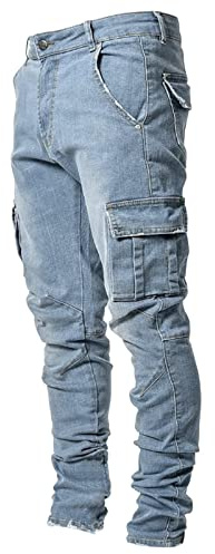 Genérico Pantalones de Trabajo Hombre - Pantalones Vaqueros Cargo Hombre Elasticos Pantalon Táctico Pantalón Vaqueros Baggy Jeans Rectos Ropa de Trabajo Casual