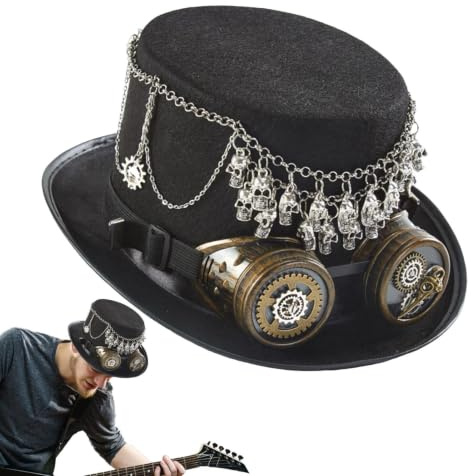Steampunk Cylinderhatt Retro Skallerekvisita Med Justerbar Rem | Halloween Kostym Steampunk Cylinderhatt För Scen, Sammankomst, Fotografering, Karneval, Maskerad, och Fester för Män och