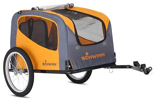 Schwinn 13-SC315 Rascal Bike Pet Trailer, For Small and Large Dogs, Lightweight, Tow with Bicycle, Up to 50 lbs. Small, Orange/Grey