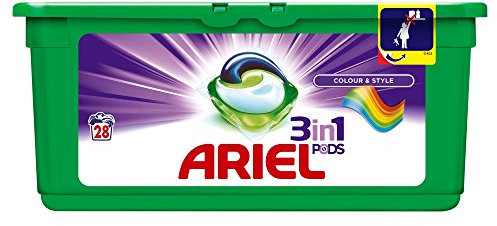 Ariel Pods (versione francese) 3 in 1, per bucato colorato, capsule per 28 lavaggi