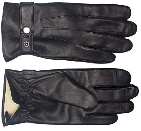 EEM gants de sécurité homme, cuir italien, doublure Kevlar anti-coupure, fonction tactile, noir XXL