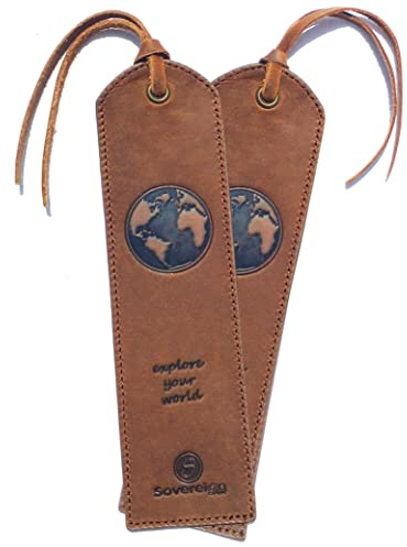 Leder Lesezeichen Mit einzigartigem Karte Design Handgefertigtes Mit Traditionellem Quasten-Lesezeichen. Echtleder Einzigartige Geschenke Für Frauen, Männer, Kinder - 2er Pack