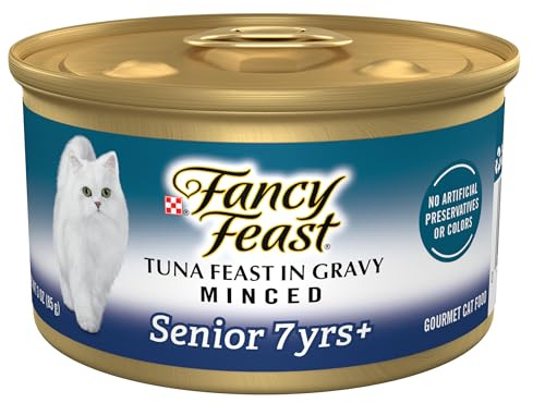 Purina Fancy Feast Senior Wet Cat Food 7 Years Plus Tuna Feast In Gravy Minced - (Pack of 24) 3 oz. Cans