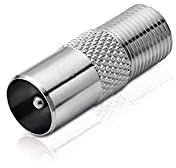 conecto Antennen-Adapter, F-Buchse auf IEC-Koax-Stecker, Adapter zum Verbinden von IEC-Anschlüssen mit Sat-Anschlüssen, Nickel, SA-CC50839, 1er Set