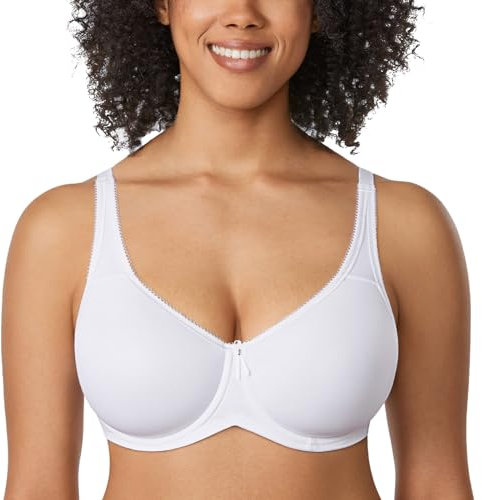 Delimira Women's Support Bra Padded Plus Size Underwired Full Cup T Shirt Seamless Bra White 36E