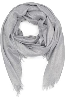 QUEEN HELENA Sciarpa Leggera Elegante Foulard Casual Fino Effetto Glitter Donna SC11 (Argento)