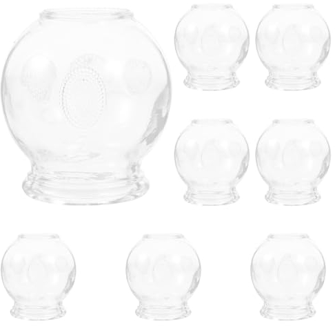 Healeved 8Pcs Glass Fire Cupping Set for Home Use - Thickened Vacuum Massage Cups for Body Pain Relief and Relaxation