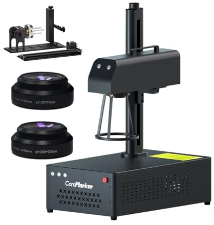 Máquina de grabado láser de fibra ComMarker B4, grabado láser de metal, compatible con Lightburn, máquina de marcado láser de 50 W para acero inoxidable, joyas, plásticos, vasos (50W, with 2 rotary)