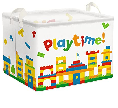 Clastyle Cestino Portaoggetti Cubo Blocchi Giocattolo Intelligente Colorato Scatole Portagiochi Bianco Rettangolare per Camera dei Bambini, 40x30x30 cm