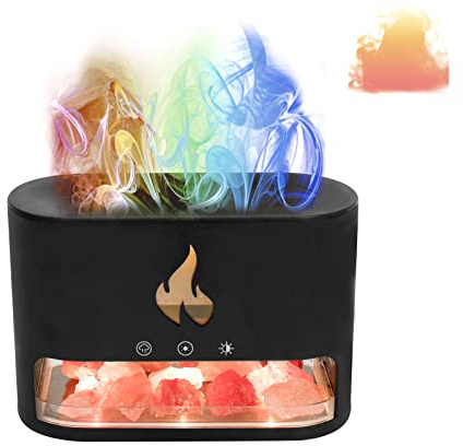 Auveach Diffusore di Aromi con Effetto Fiamma 7 Colori di Luce 250ML Umidificatore Diffusore di Oli Essenziali 3 Modalità Timer per Casa Ufficio (Nero)