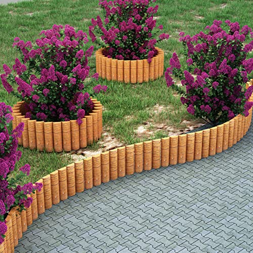 [en.casa] Palissade de Jardin Rouleau Bordure Décorative pour Potager Barrière de Parterres Fleurs Clôture Gazon Installation Facile Bois de Pin 150 x 20 cm Naturel