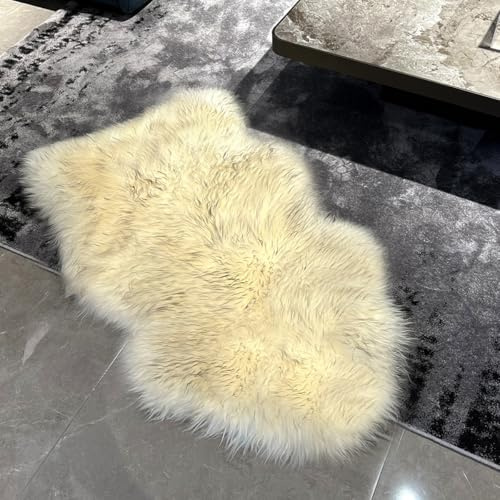 MZHTDPYM Genuine New Zealand Sheepskin Rug Locker Rug Motorcycle Seat Cover Sheep, Sheepskin for Bed Sores Medical, Soft and Fluffy Rugs in Bedroom, Living Room, Nursery (White Gray tip)