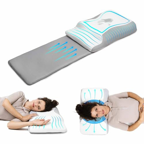 Doppio cuscino regolabile, cuscino ortopedico per cervicale in schiuma di gel di viscosa (Memory Foam) e cuscino cervicale per un supporto ottimale, cuscino per schiena e pancia