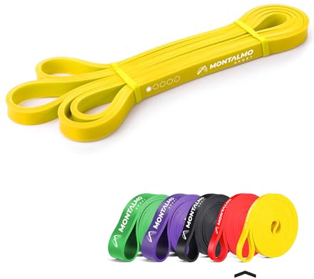 MONTALMO Gomas Elasticas de Ejercicio Bandas de Resistencia Pilates, Yoga, Entrenamiento … (Amarillo)