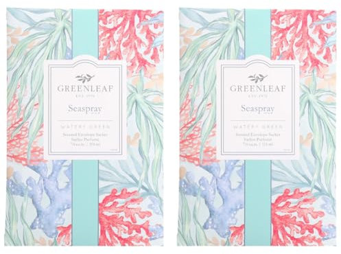 Greenleaf 2x SEASPRAY Large Scented Sachet Bag, Drawer Fragrance Wardrobe Air Room Freshener for Living Room Bedroom Bathroom Radiator or Car - Salty Air, Jasmine, Sandalwood & Musk Notes