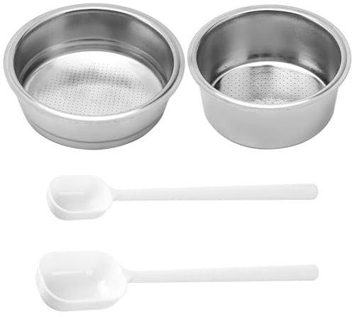 2 filtri per macchine da caffè, 2 cucchiai dosatori per fagioli, ricambi per macchine da caffè, filtri per macchine da caffè con manico, accessori per macchine da caffè in acciaio inox