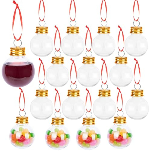 Lpitoy 16 st jul sprit bollar prydnad fyllbara drinkbollar klar rund julgran dekor boll vattenflaska glödlampor flaskor för julfest