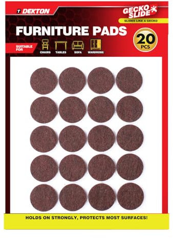 Dekton Geckoslide 20pc Furniture Pads 20mm -Non-Slip Protective Pads| Prevents Scratches, Noise| Ideal for Furniture Legs & Floors| Self-Adhesive| Protects All Surfaces| Perfect for Home & Office Use