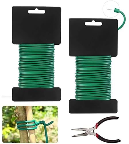 Filo per piante gommato, 2 pezzi di filo da giardino da 3,5 mm, filo di legatura rivestito 20 m, filo per fiori morbido, filo per piante per allenamento a basso stress, legante per piante gommato
