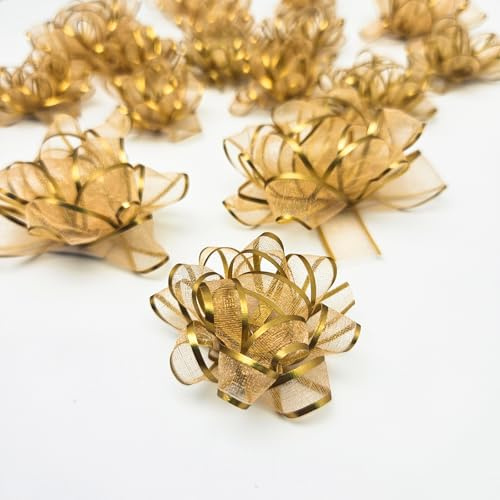 ZYOOO Gift Bows Gold,18 Pcs Self-adhesive Bows Assortment,Presents Baskets Bags Decorations for Christmas,Xmas,Birthday Christmas,Graduation,Wedding,Party