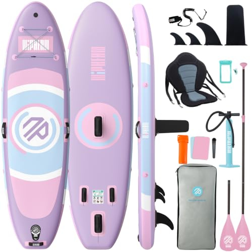 Niphean Tabla Paddle Surf Hinchable con Asiento (Ultraligero) Sup para Mujeres Aleta StabilTrac™ con +30% De Estabilidad, Superficie Antideslizante, Ideal para Yoga Y Apto para Mascotas