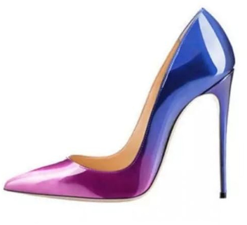 Qynthra Zapatos de Tacón Clásicos Elegantes Mujer Degradado Cuero de Charol Tacón de Aguja Punta Afilada Tacones de Vestir Femeninos Recepciones de Cóctel y Cenas Formales,Púrpura,40 EU