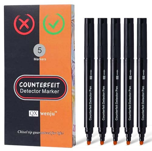 QXwenju Counterfeit Money Detector Pen, Detect Fake Bills Essential(5 Pack)