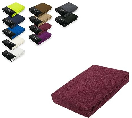 EXKLUSIV HEIMTEXTIL Frottee Spannbettlaken 90-100 x 200 cm 80% Baumwolle, 20% Polyester Öko - Tex Zertifiziert, Markenqualität, Matratzenhöhe bis 25 cm, Bordeaux